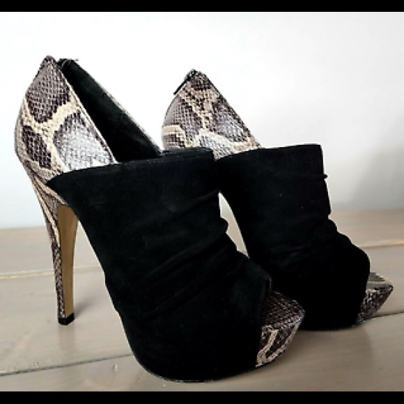 Bakers Holli Suede and Snakeskin Peep-toe Stiletto - Picture 2 of 7